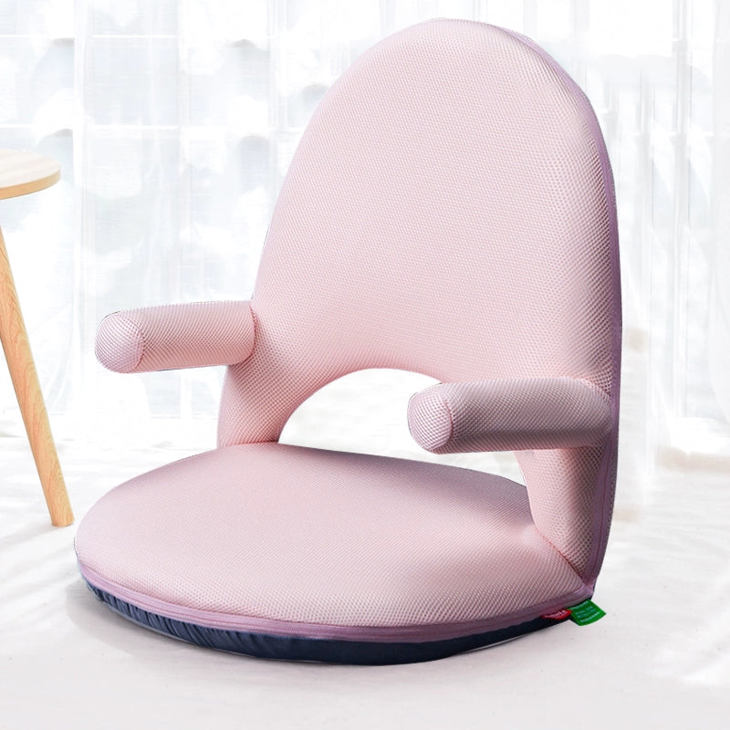 The ZenFlex Chair in a pink color, showcasing mobile armrests. Designed with a modern and ergonomic touch, this chair includes an adjustable backrest, allowing for personalized support and comfort.