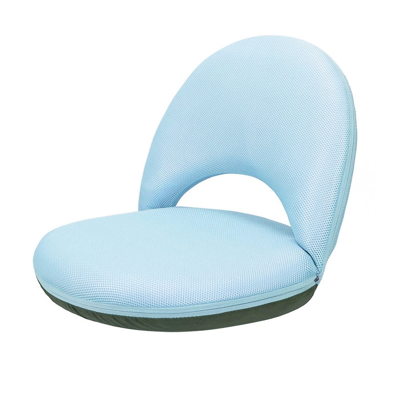 The ZenFlex Chair in a soothing light blue color, showcasing a sleek and modern design. The chair is crafted with ergonomic contours and an adjustable backrest for enhanced comfort and support.